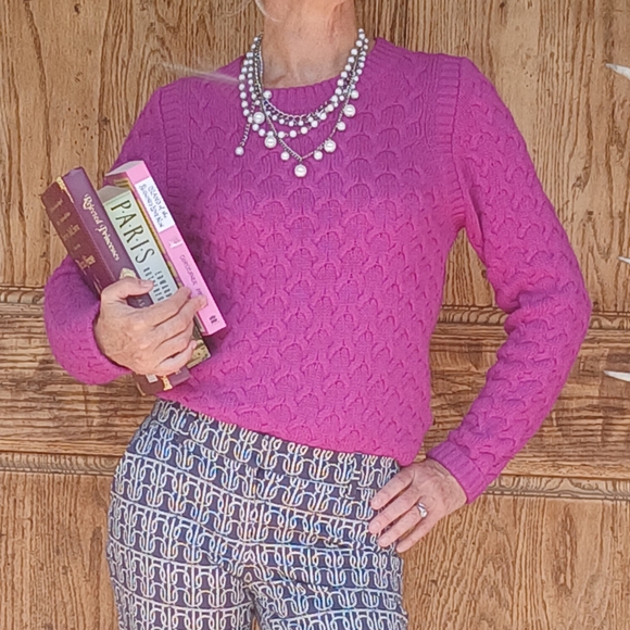 J. Crew Sweaters - J. CREW JUMPER Pink Cable Knit Sweater FUSCHIA MAGENTA  Medium Angora